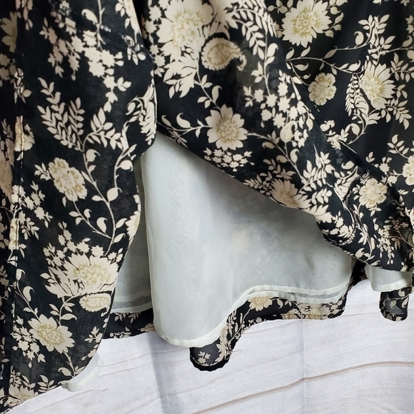 Vintage 90s Koos Of Course Black Floral Midi A-Line Fully Lined Skirt Size 1X - Picture 4 of 8